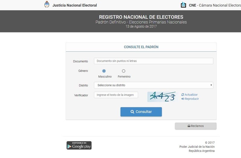 Por internet se puede conocer el lugar de votación