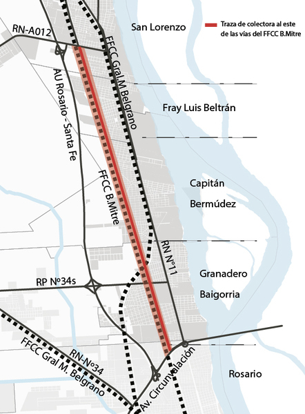 La primera etapa proyectada desde Bermudez a San Lorenzo