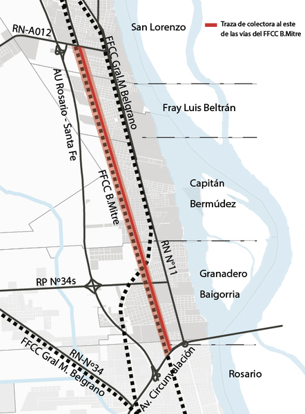 La primera etapa proyectada desde Bermudez a San Lorenzo