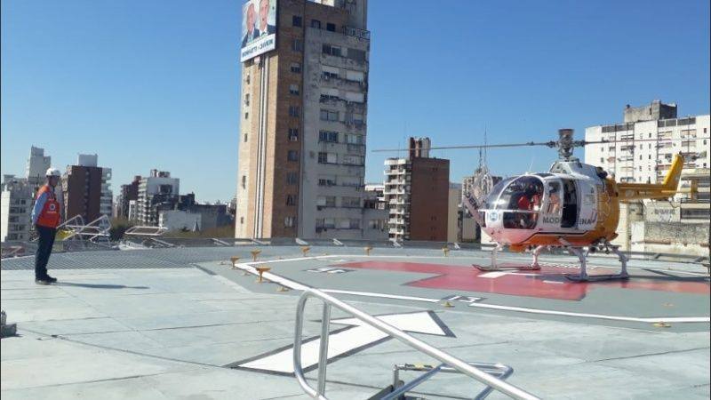El helicóptero que traslado al menor a Rosario