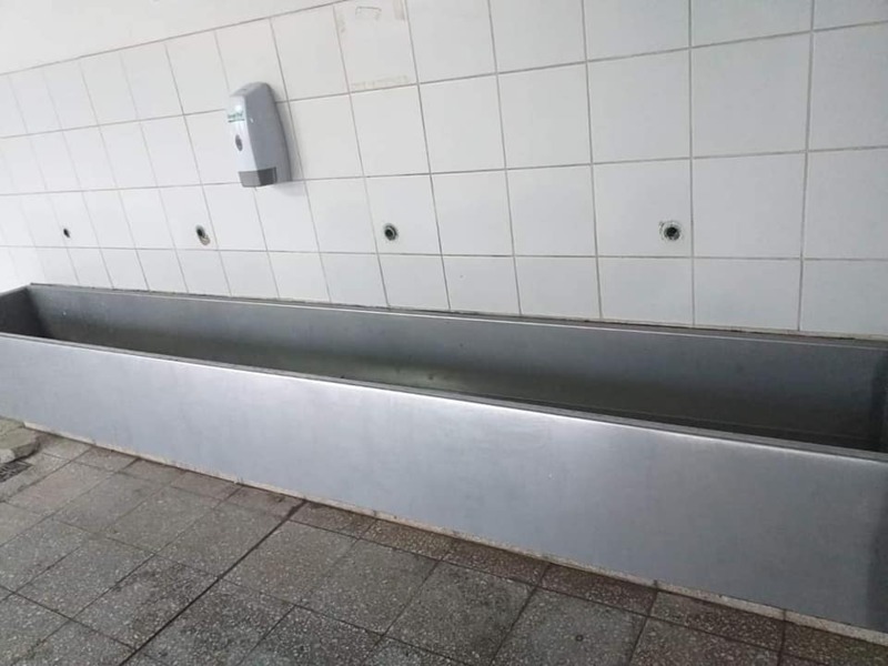 Así quedó uno de los sanitarios del colegio