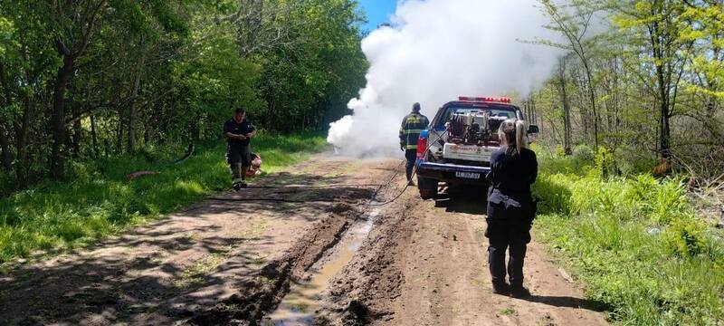 El veh&iacute;culo incendiado
